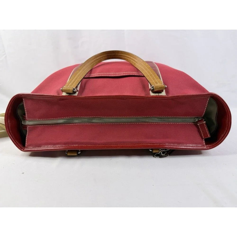 Unisex Vintage Retro Y2K Coach Hamptons Canvas Carryall Travel Tote #70108 Red